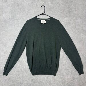 Joseph Abboud Mens XL Forest Green Extra Fine Merino Wool V-Neck Sweater‎